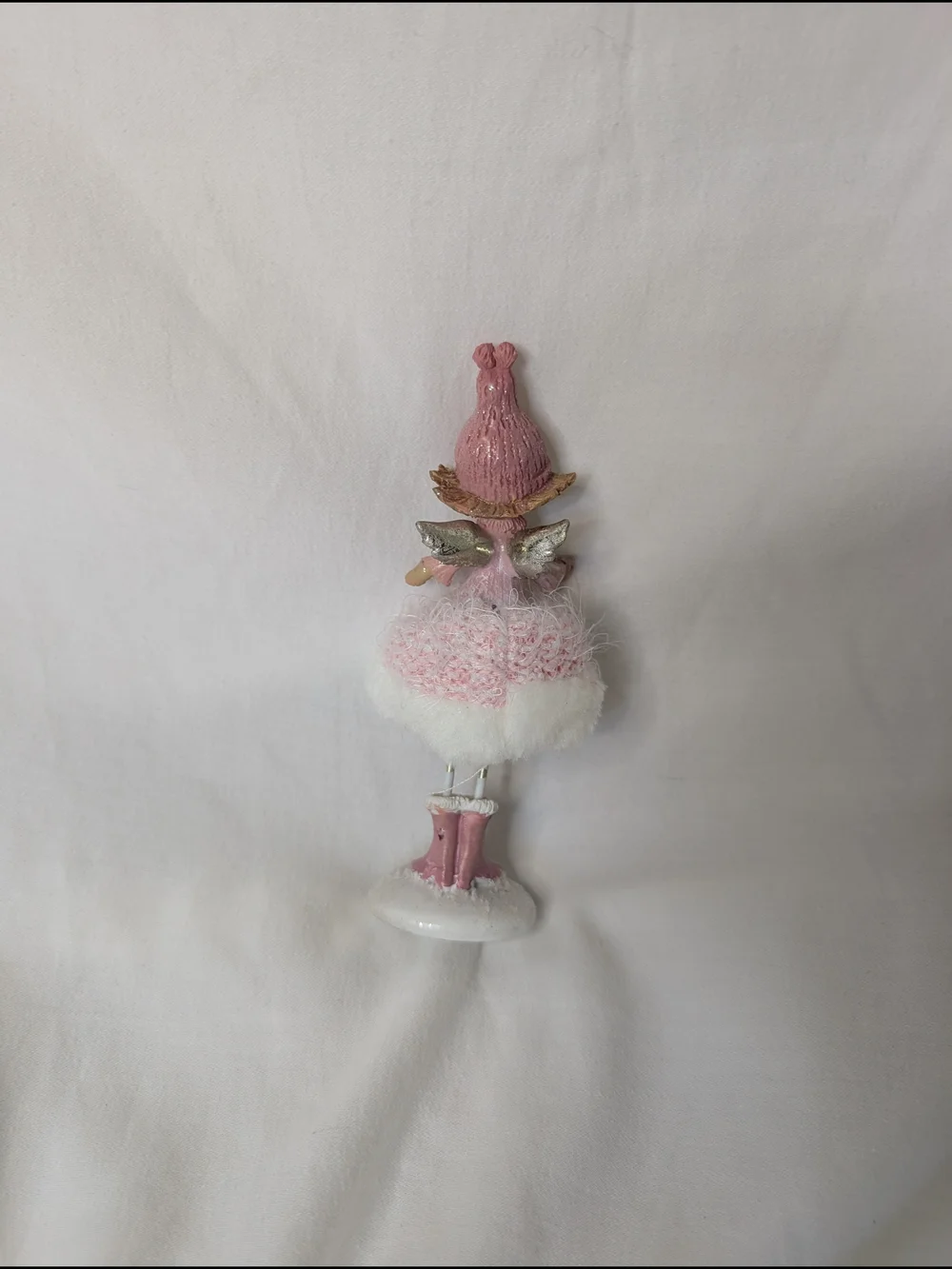 Pink Winter Fairy Figurine with Fluffy Skirt